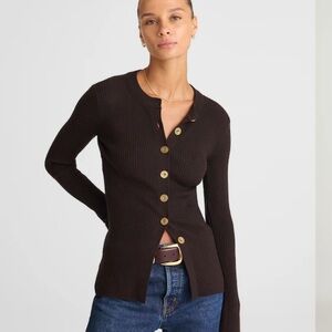Madewell Dark Brown Ribbed cardigan small